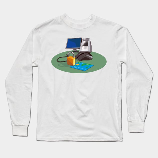 Credit Card Security of Internet Retro Long Sleeve T-Shirt by retrovectors